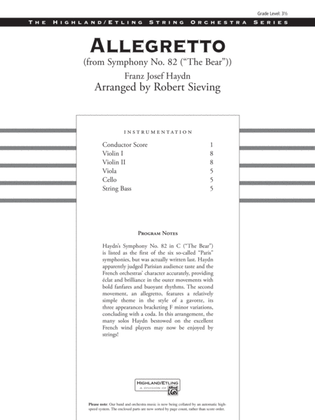 Allegretto (from Symphony No. 82 "The Bear"): Score