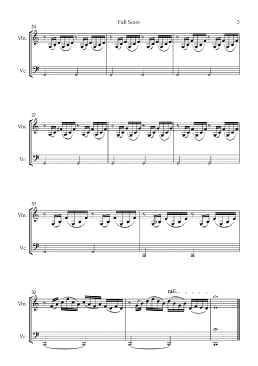 Prelude 1 in C Major BWV 846 (from Well-Tempered Clavier Book 1) for Violin & Cello Duo String Duet scores gallery preview page 3
