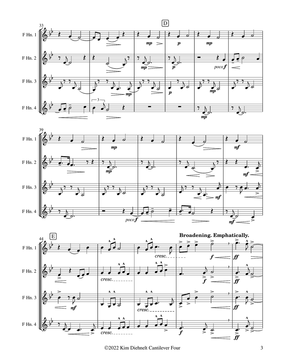 Diehnelt: Cantilever Four for Horn Quartet French Horn Quartet scores gallery preview page 4