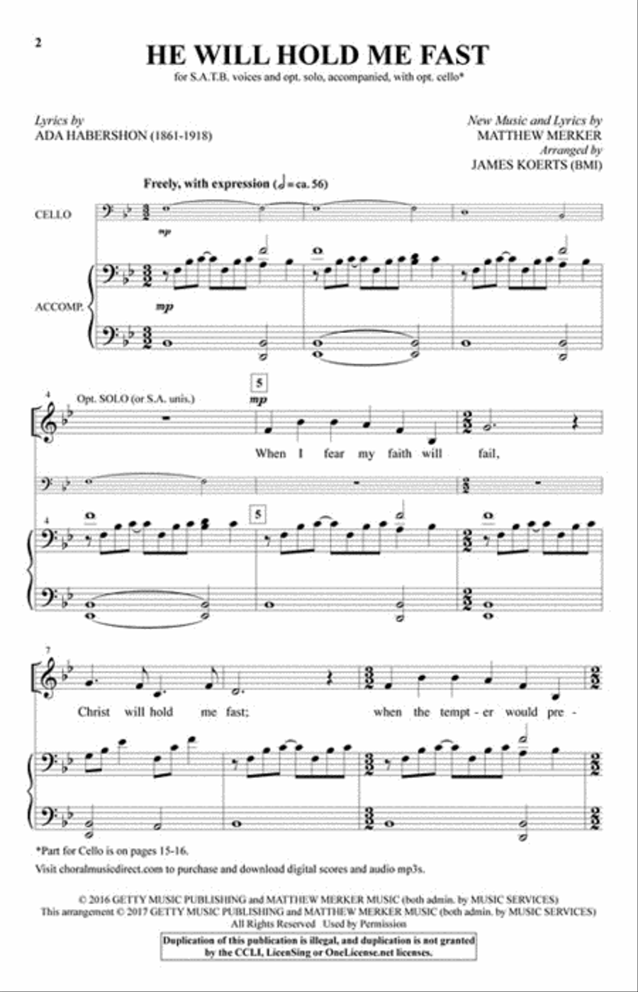 He Will Hold Me Fast 4-Part scores gallery preview page 2