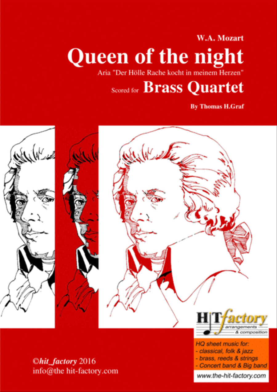 The Magic Flute Queen of the night - KV 620 W.A.Mozart - Brass Quartet - G-minor Brass Quartet scores gallery preview page 1