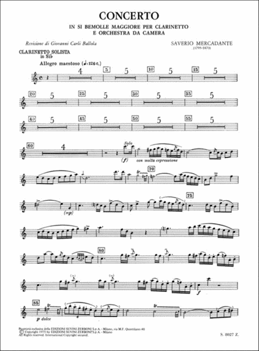 Concerto B-flat major Op.101 Clarinet Solo scores gallery preview page 3