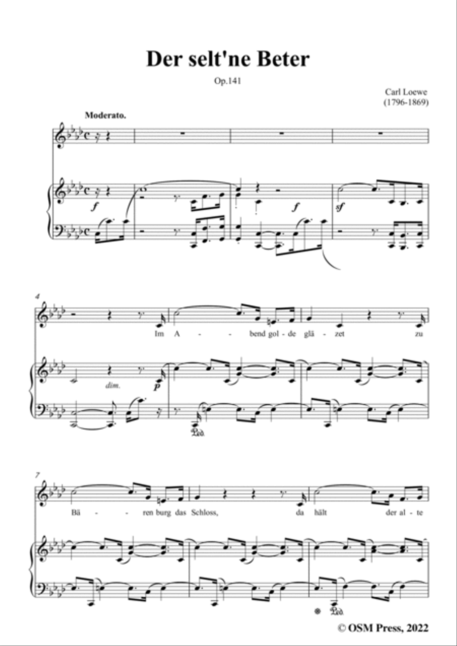 Loewe-Der selt'ne Beter,in f minorr,Op.141,for Voice and Piano Voice Solo scores gallery preview page 3