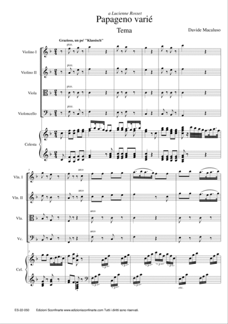 Davide Macaluso: PAPAGENO VARIE' (ES-22-050) - Score Only String Quartet scores gallery preview page 3