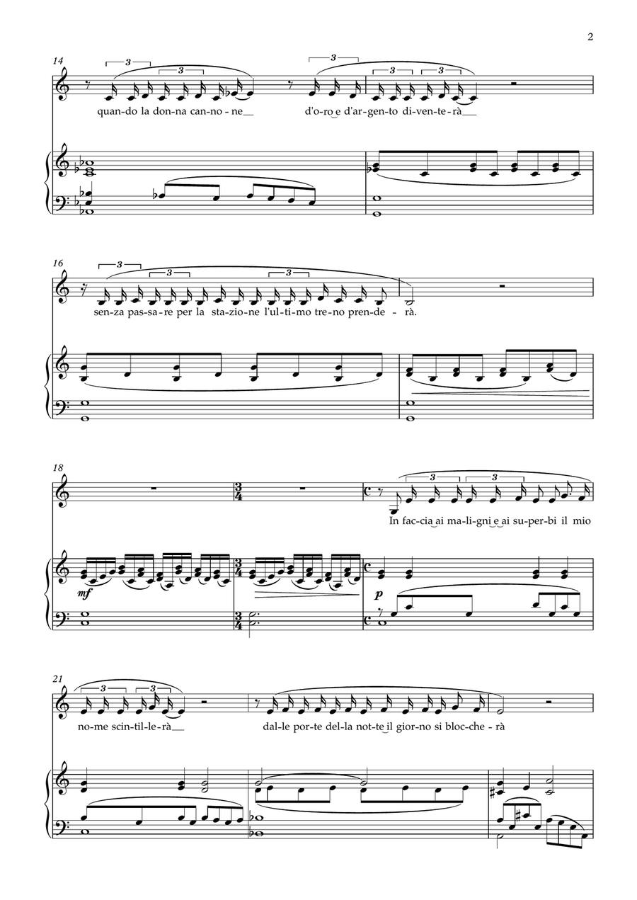 La Donna Cannone Piano, Vocal scores gallery preview page 2