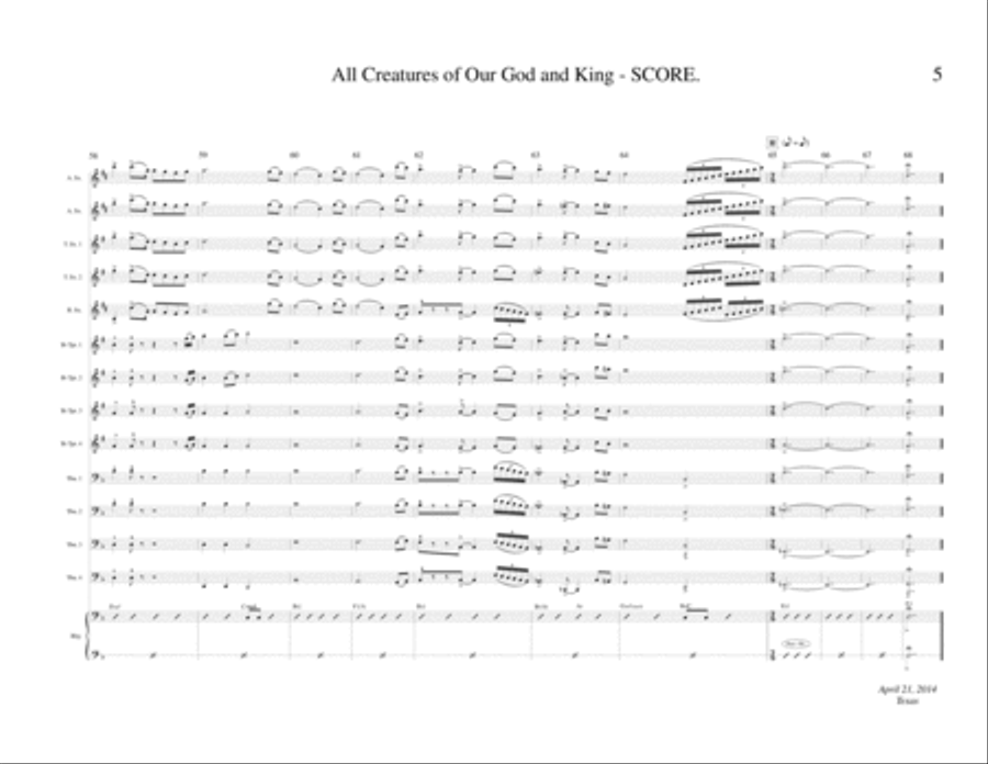 All Creatures of Our God and King (Jazz Band) Jazz Ensemble scores gallery preview page 5
