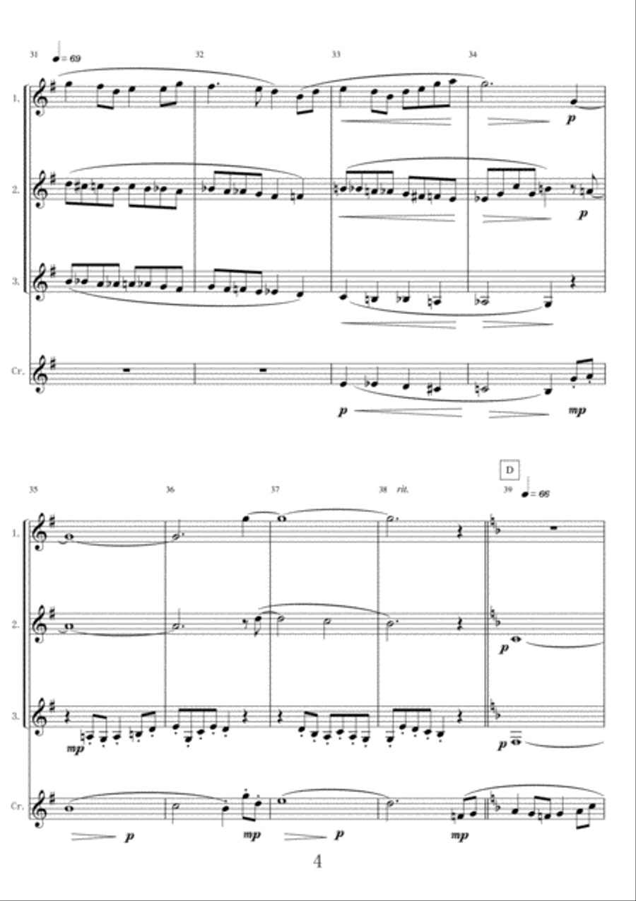 Fantasy from Down By The Salley Gardens for three Clarinets and Solo Cornet Small Ensemble scores gallery preview page 4