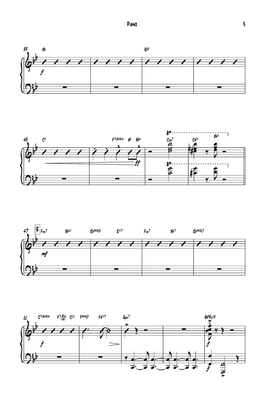 Santa Claus Is Comin' To Town (ver. Michael Buble)- Piano Jazz Ensemble scores gallery preview page 3