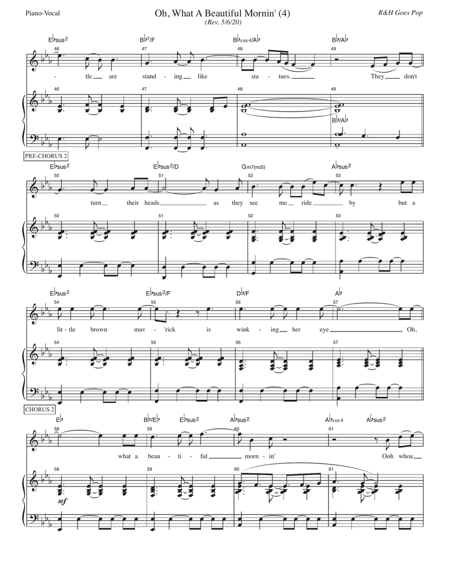 Oh, What A Beautiful Mornin' [R&H Goes Pop! version] (from Oklahoma!) Voice scores gallery preview page 4