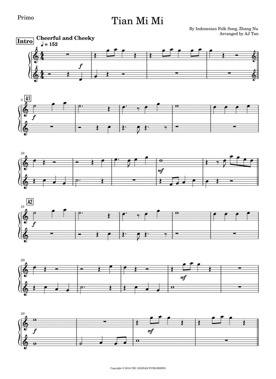 Tian Mi Mi 1 Piano, 4-Hands scores gallery preview page 1
