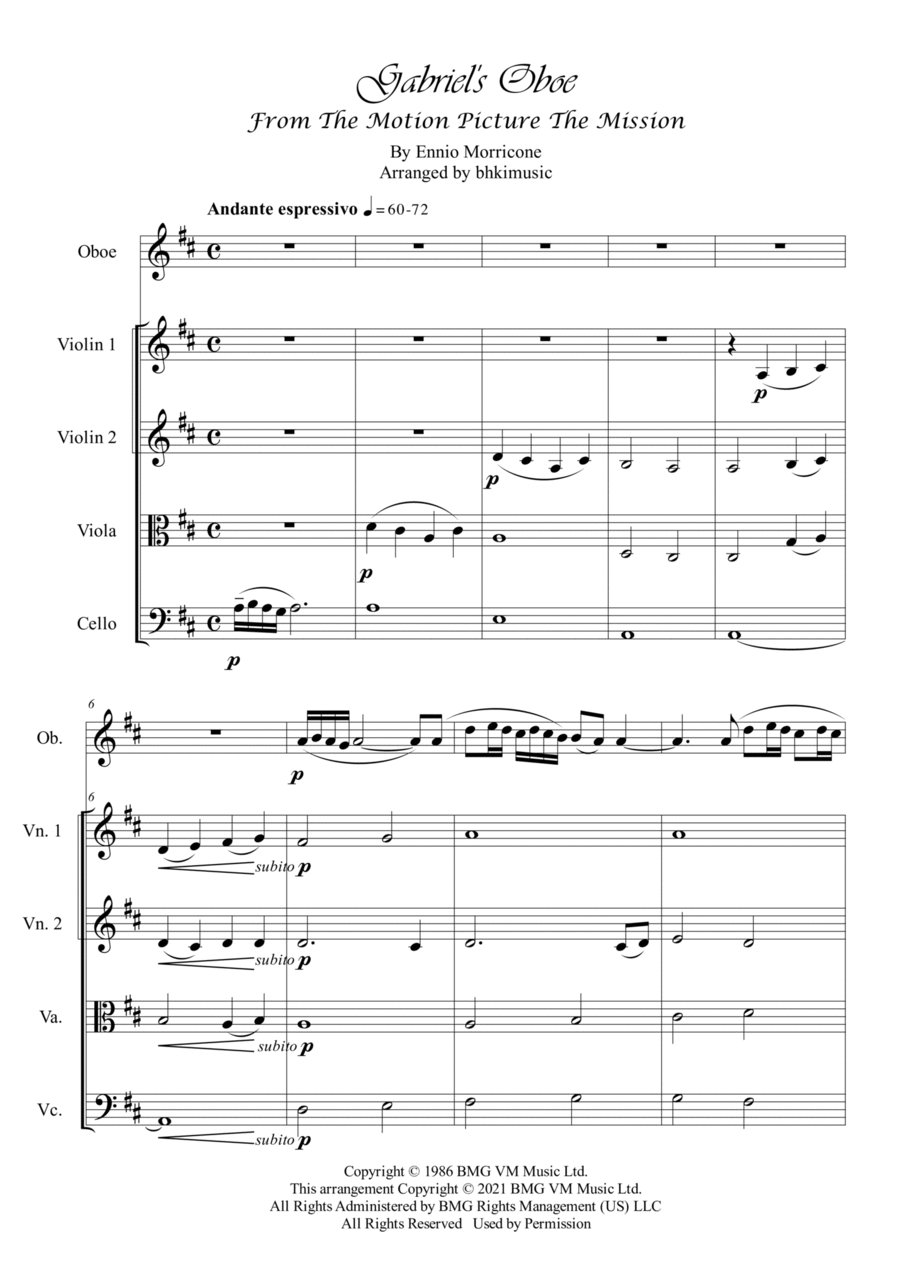 Gabriel's Oboe Small Ensemble scores gallery preview page 1