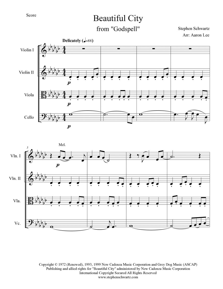 Beautiful City Beautiful City String Quartet scores gallery preview page 1