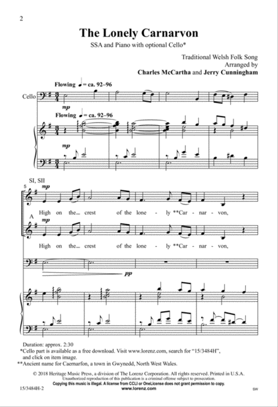 The Lonely Carnarvon The Lonely Carnarvon SSA scores gallery preview page 2