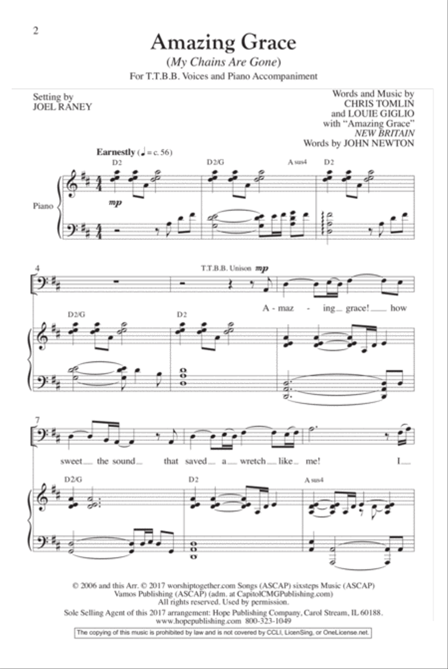 Amazing Grace (My Chains Are Gone) TTBB scores gallery preview page 2