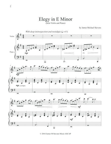 Elegy in E Minor - Violin Solo & Piano image number null