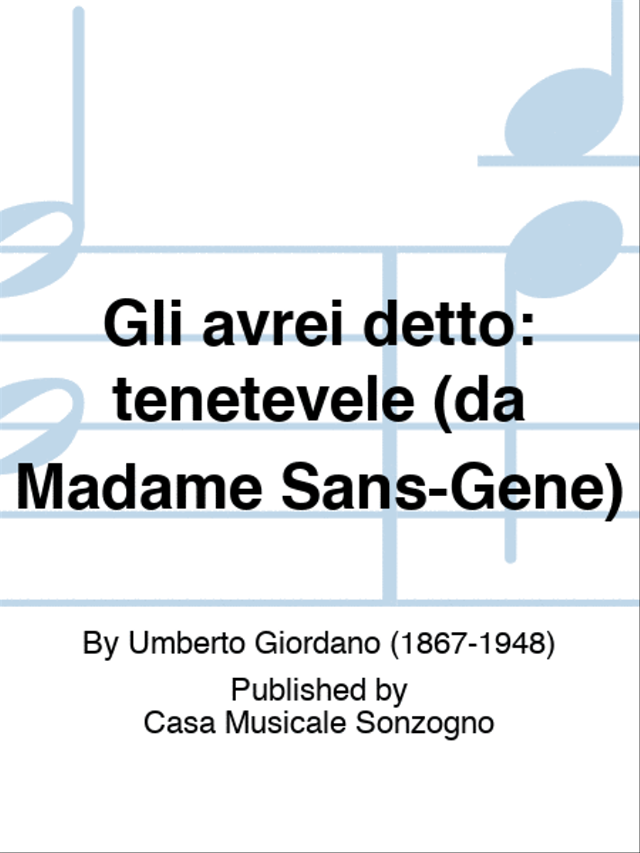 Gli avrei detto: tenetevele (da Madame Sans-Gêne) Soprano Voice scores gallery preview page 1