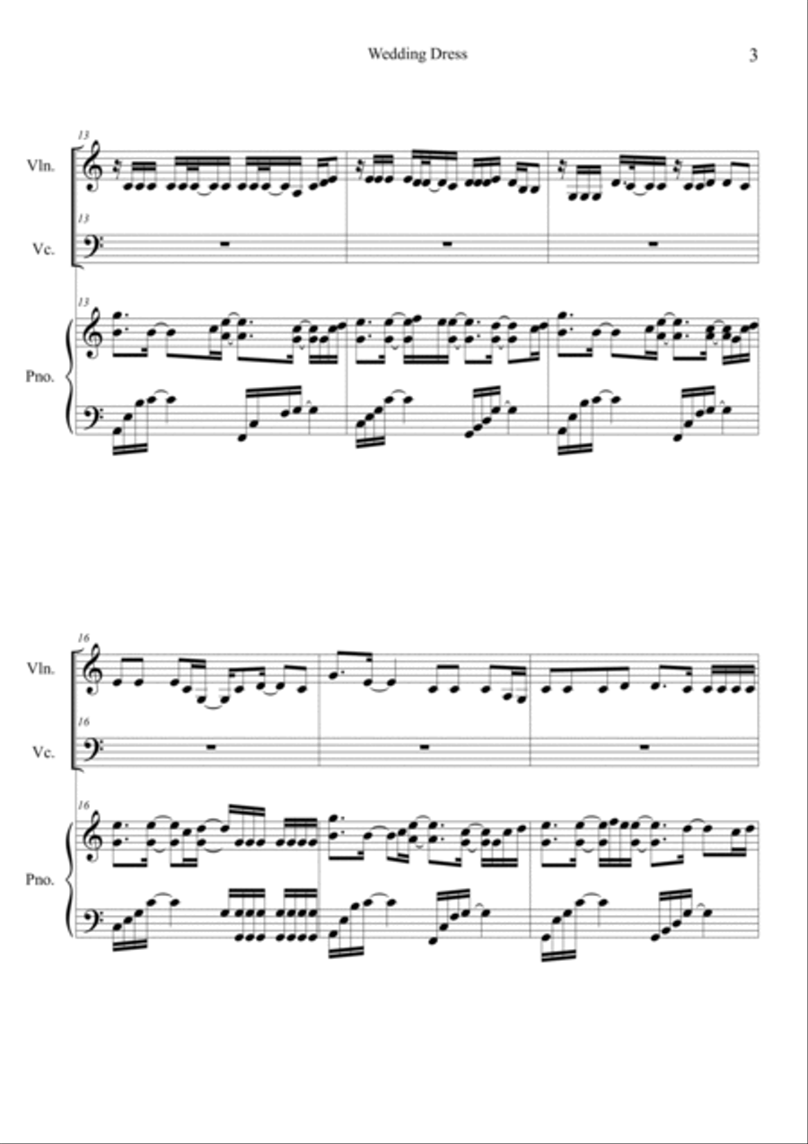 Wedding Dress Piano Trio scores gallery preview page 3