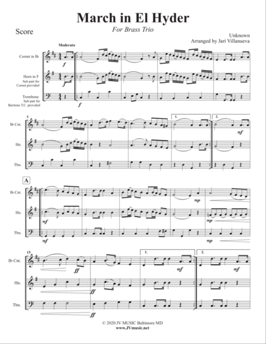 March in El Hyder for Brass Trio Brass Trio scores gallery preview page 3