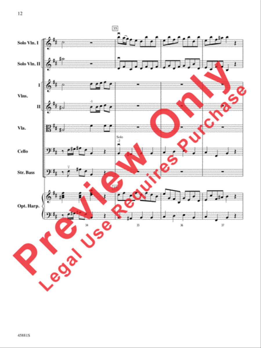 Concerto for Two Violins in D Major String Orchestra scores gallery preview page 12