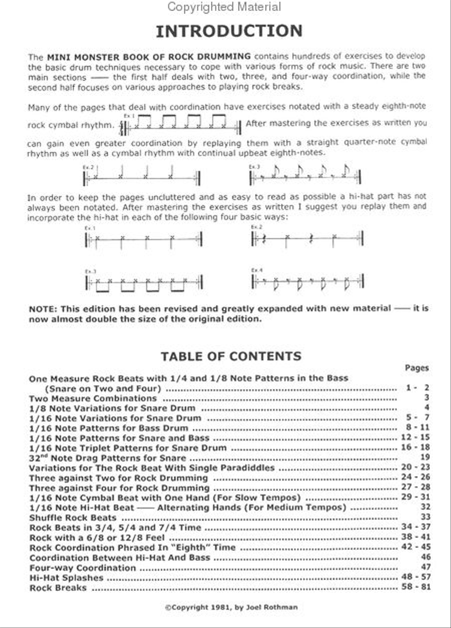 Mini-Monster Book Of Rock Drumming Drums scores gallery preview page 2