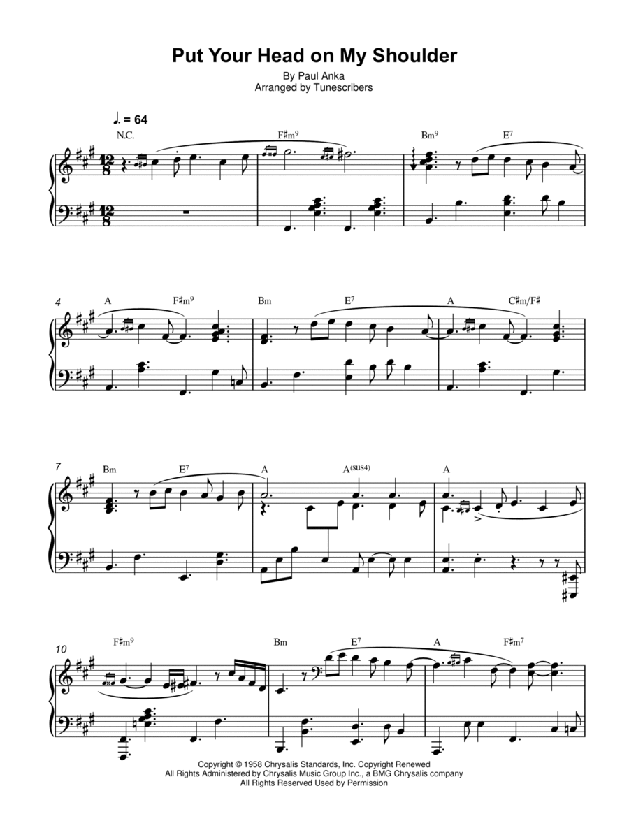 Put Your Head On My Shoulder Piano Solo scores gallery preview page 1