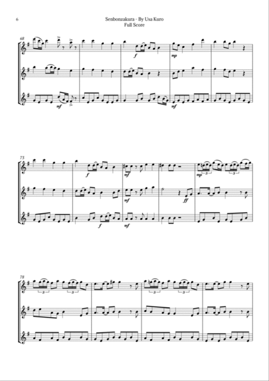Senbonzakura Woodwind Trio scores gallery preview page 6