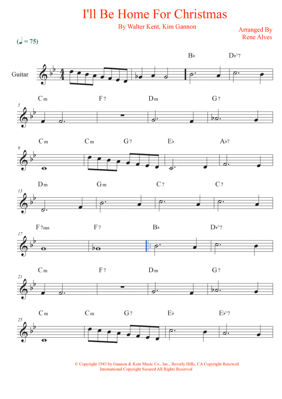 I'll Be Home For Christmas Electric Guitar scores gallery preview page 1