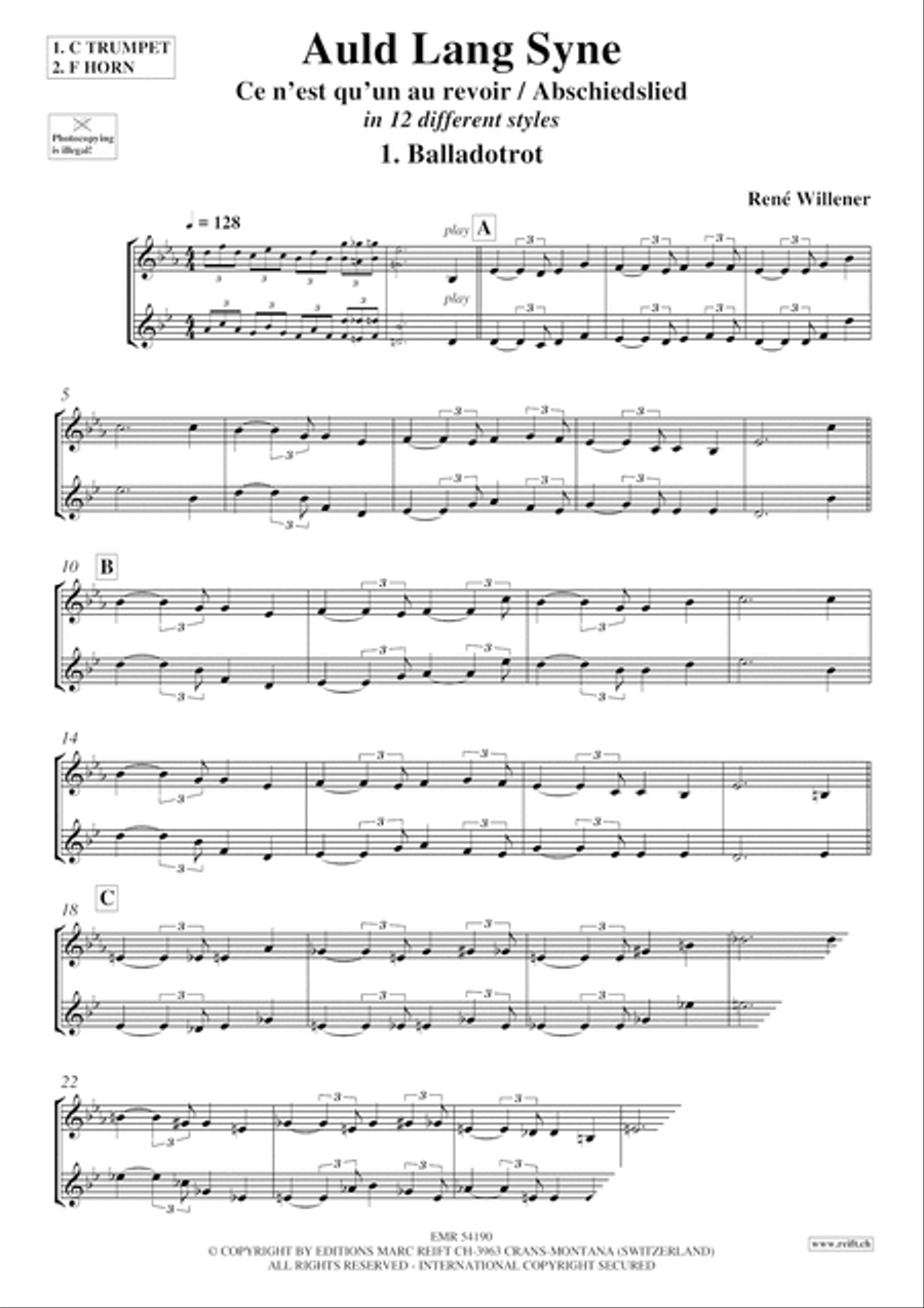 Auld Lang Syne Horn scores gallery preview page 3