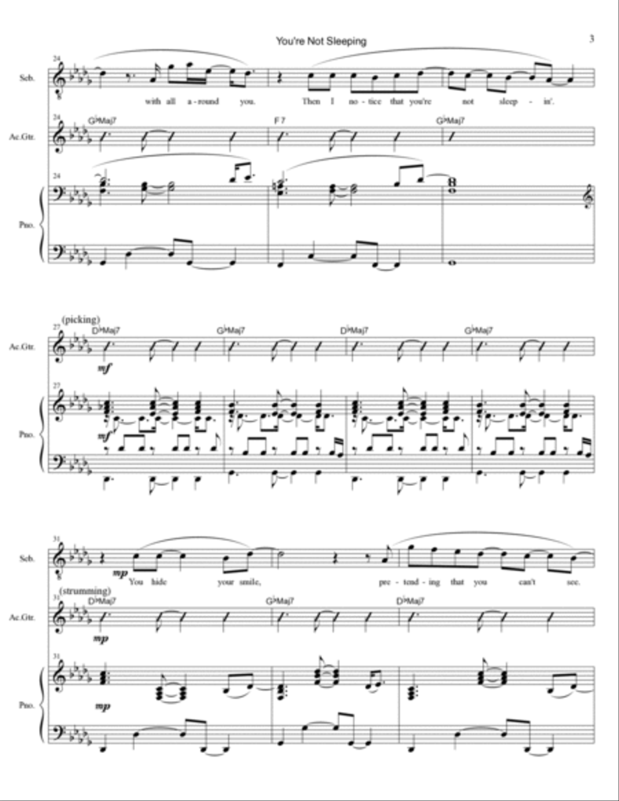 You're Not Sleeping Piano, Vocal, Guitar scores gallery preview page 3