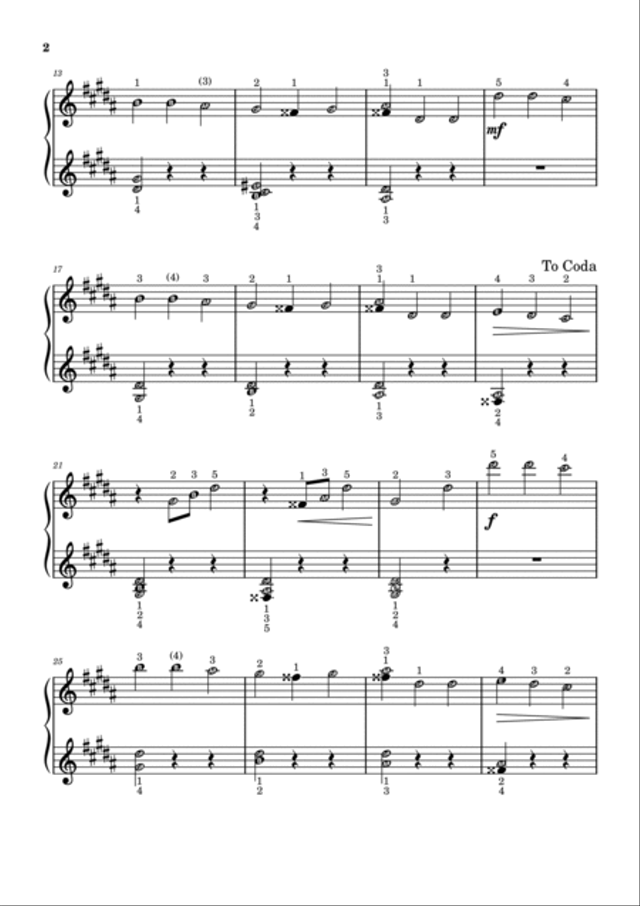 La Campanella (Simplified) Grade 2 Easy Piano withnote names finger numbers Self Learning Series Easy Piano scores gallery preview page 2