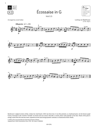 Écossaise in G, WoO 23 (Grade 2, A3, from the ABRSM Violin Syllabus from 2024)