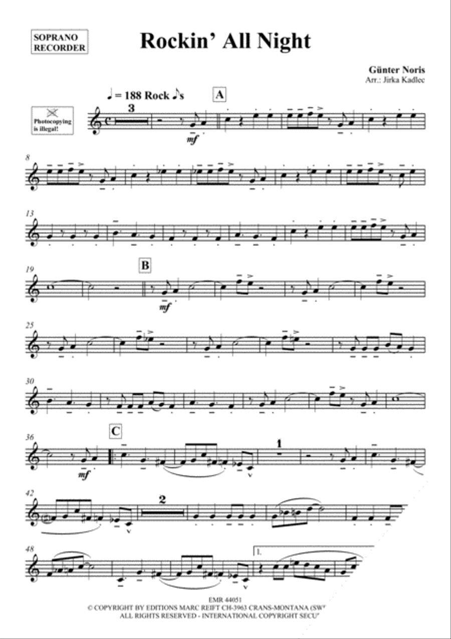 Rockin' All Night Soprano Recorder scores gallery preview page 3