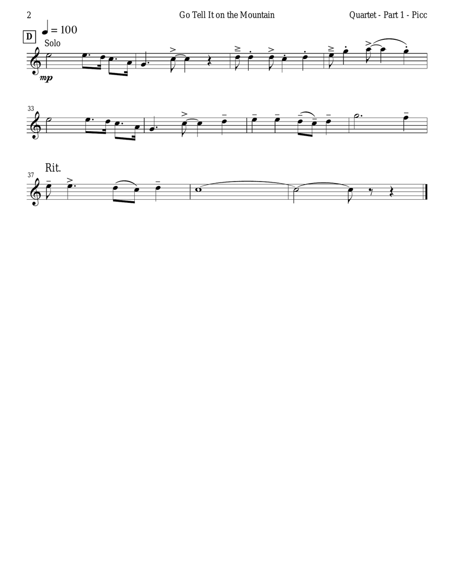 Go Tell It on the Mountain (Flute Quartet) Flute Quartet scores gallery preview page 5