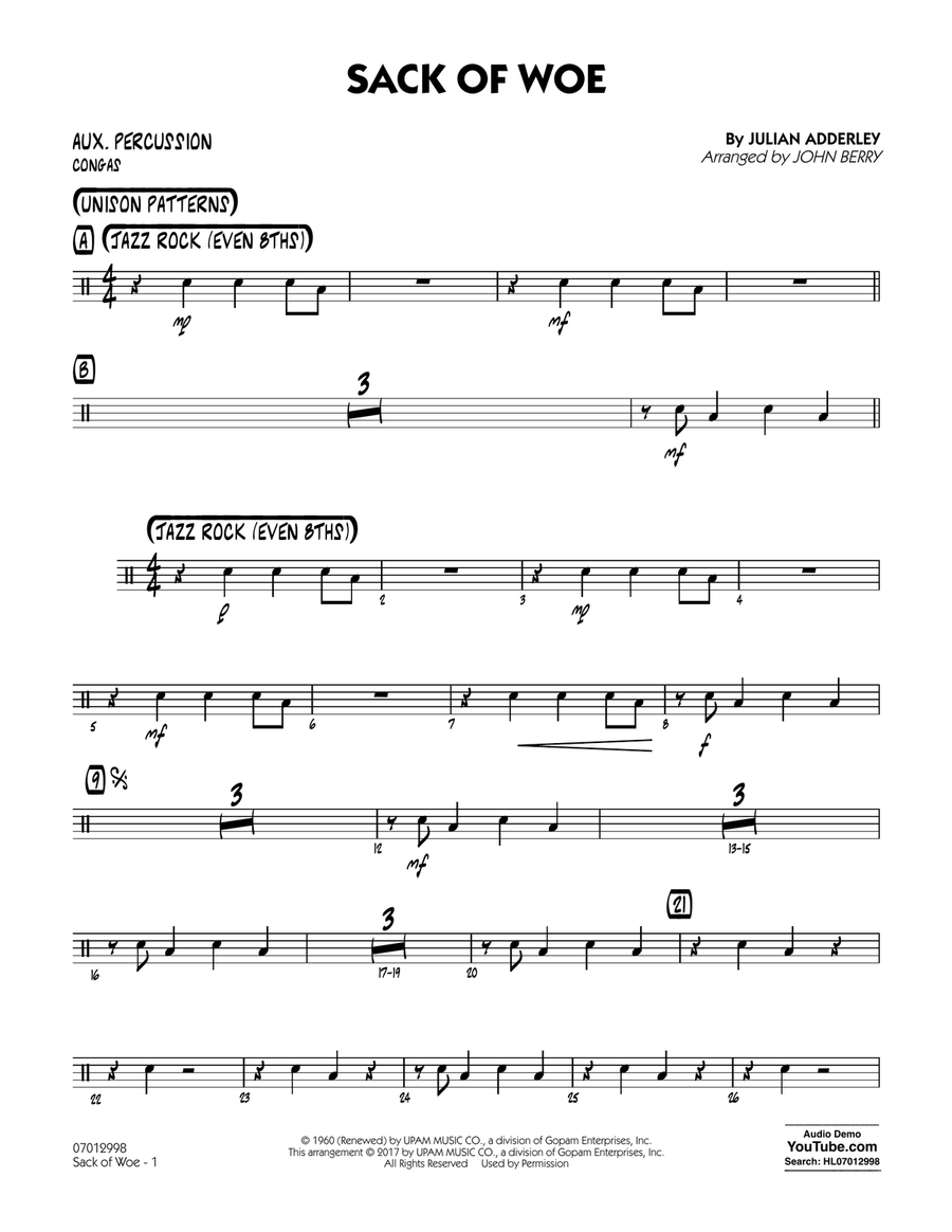 Sack of Woe - Aux Percussion Jazz Ensemble scores gallery preview page 1