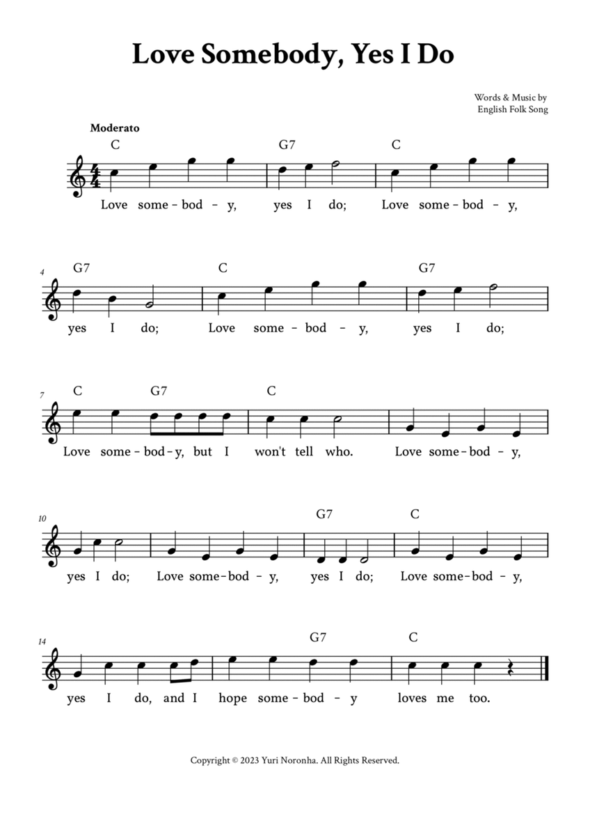 Love Somebody, Yes I Do - Lead Sheet (C Major) image number null
