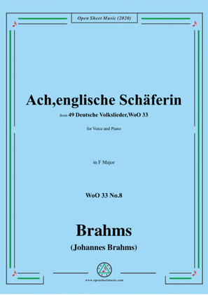 Book cover for Brahms-Ach,englische Schäferin,WoO 33 No.8,in F Major,for Voice&Piano
