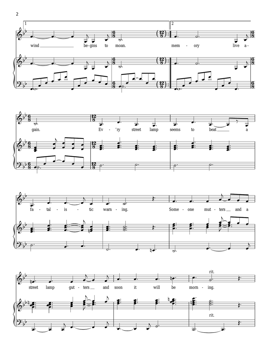 Memory (from Cats) Piano, Vocal scores gallery preview page 2