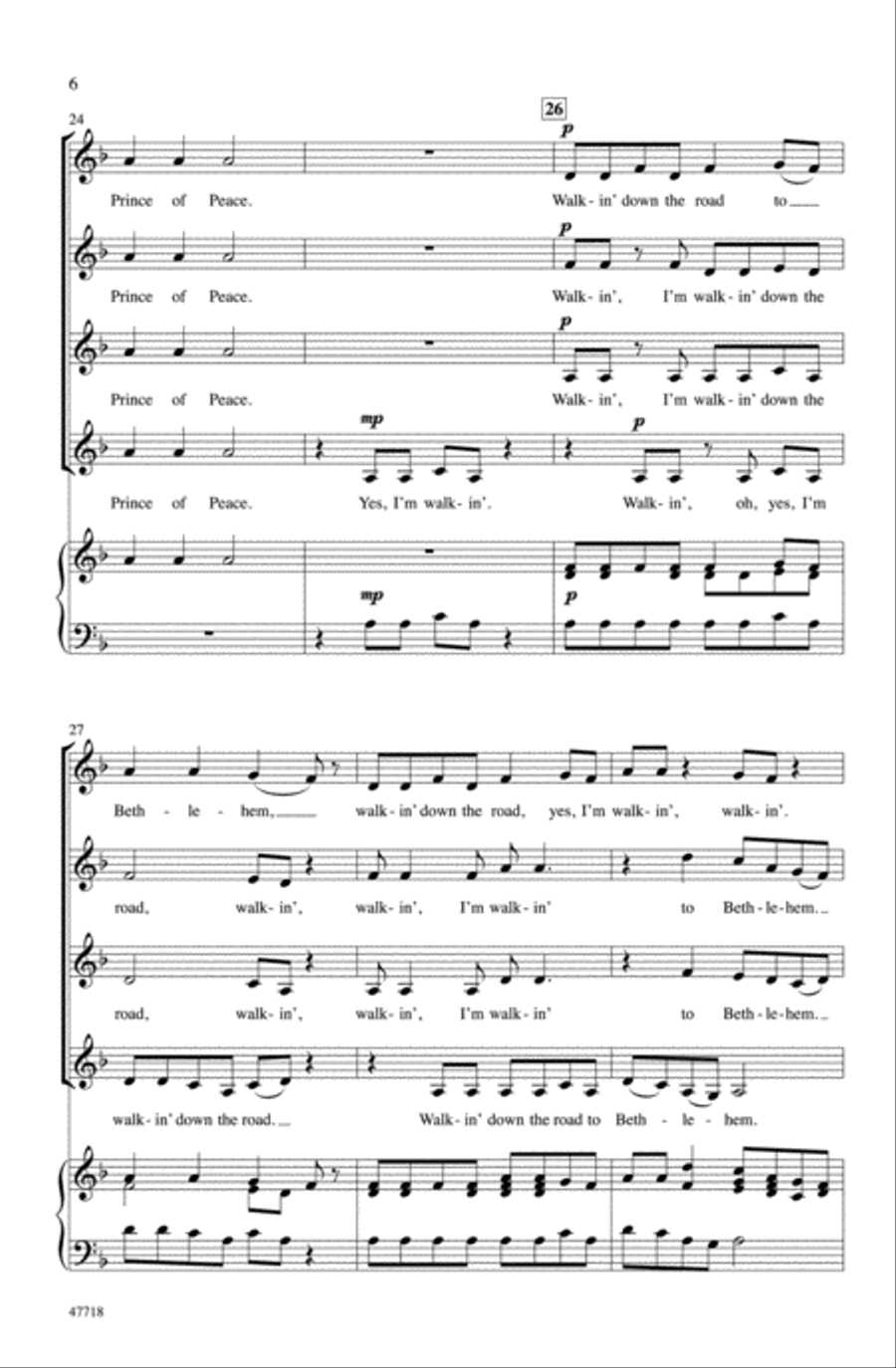 Walkin' Down the Road to Bethlehem Choir scores gallery preview page 5