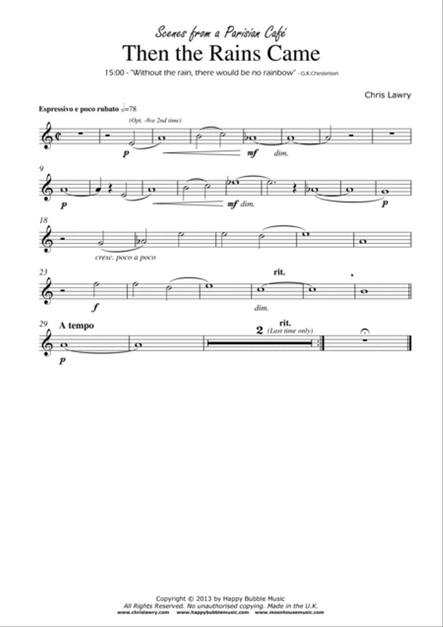 The the Rains Came - for Bb Clarinet & Piano (from Scenes from a Parisian Cafe) Woodwind Duet scores gallery preview page 2