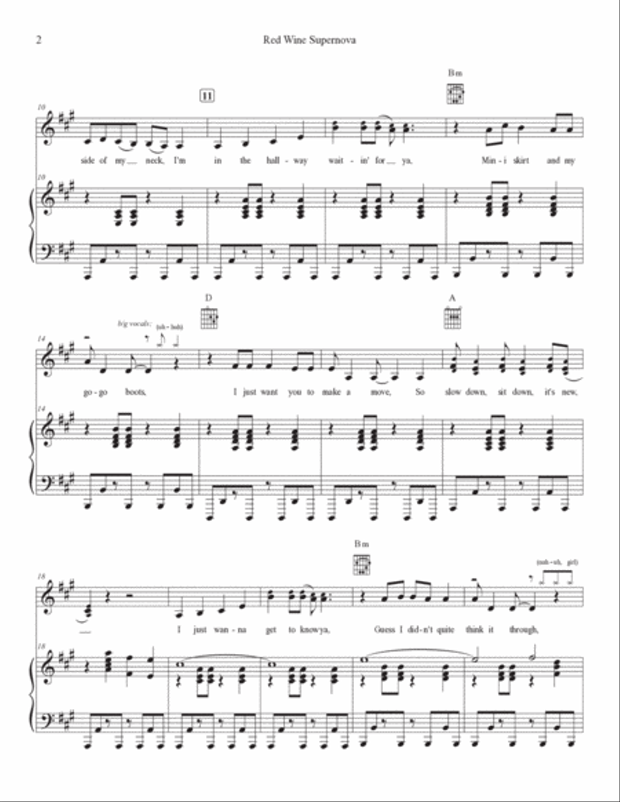 Red Wine Supernova Piano, Vocal, Guitar scores gallery preview page 2