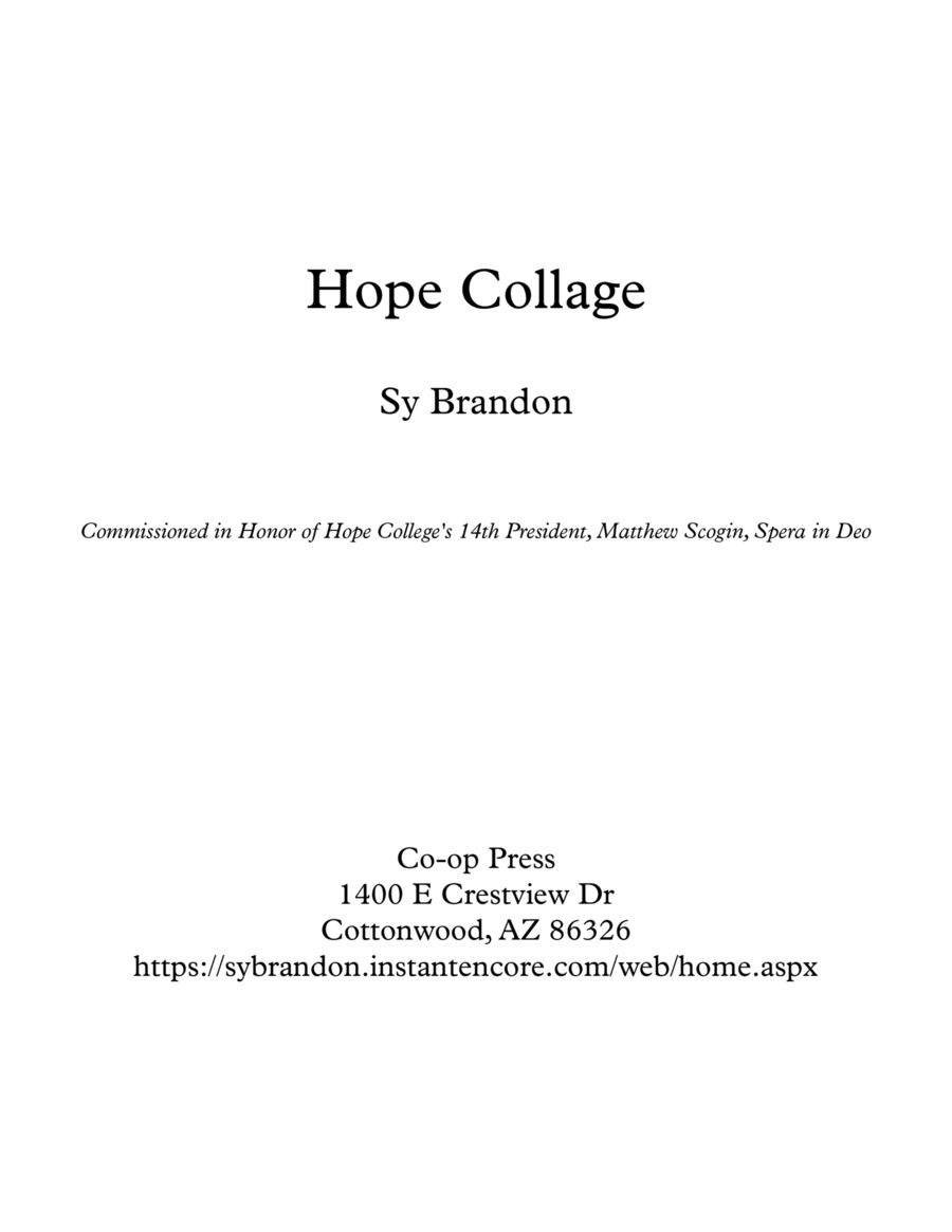 Hope Collage for Saxophone Octet Woodwind Ensemble scores gallery preview page 1