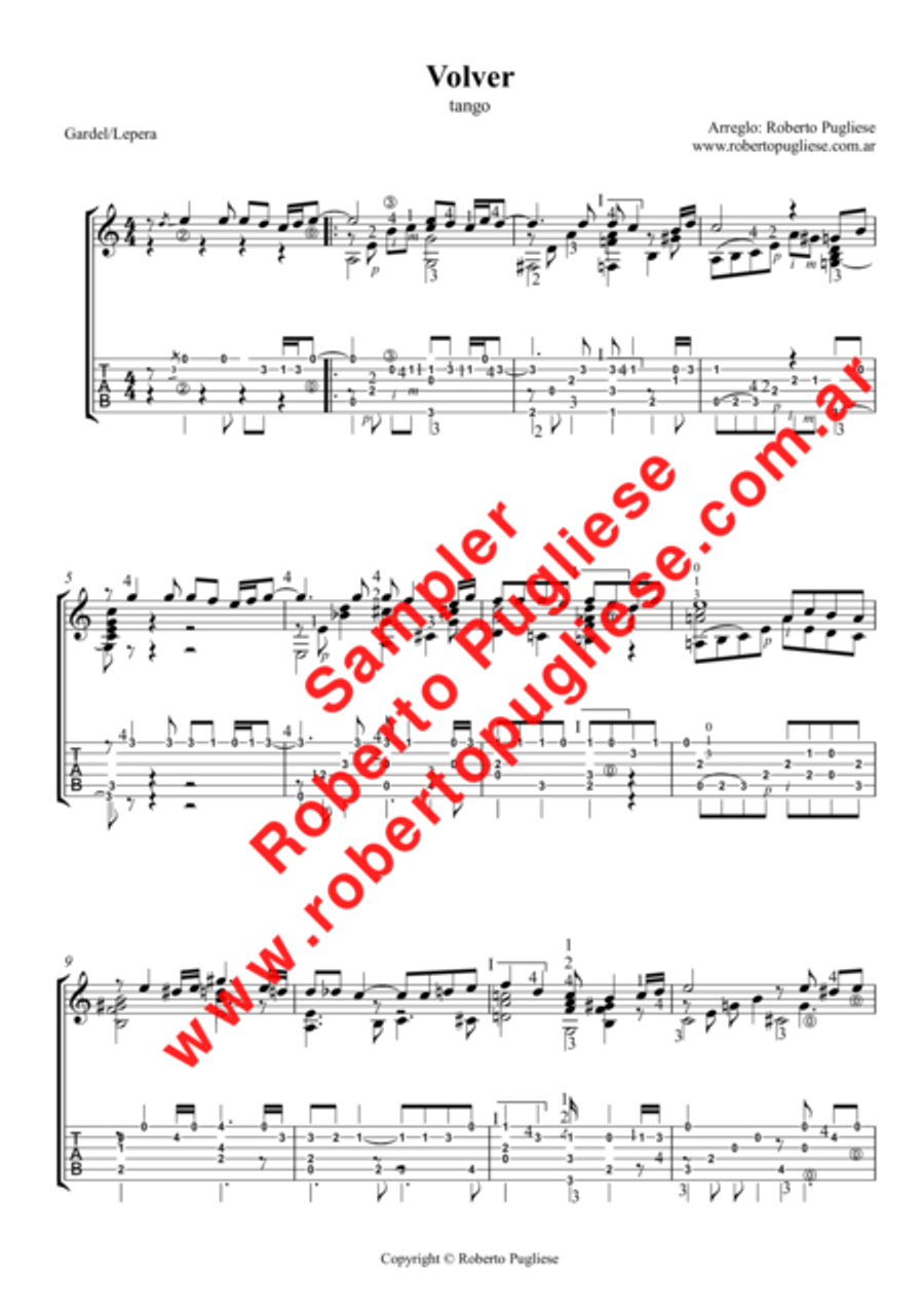 Volver - tango - (Gardel - Lepera) TAB for guitar. Classical Guitar scores gallery preview page 3