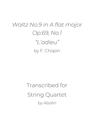 Book cover for Chopin: Waltz No.9, Op.69, No.1, "L'adieu" - String Quartet