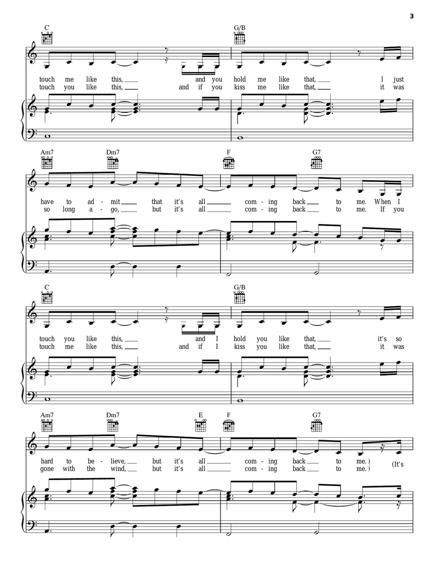 It's All Coming Back To Me Now Piano, Vocal, Guitar scores gallery preview page 3