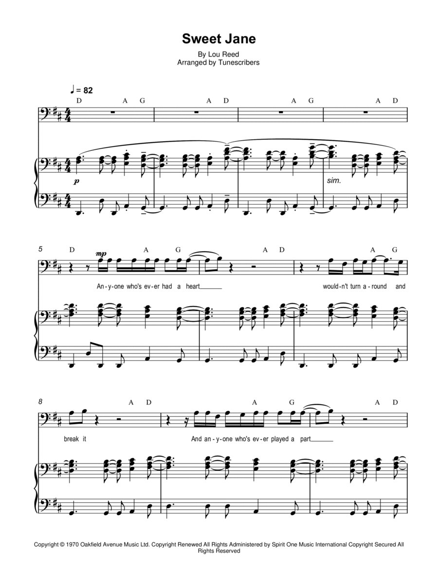 Sweet Jane Voice scores gallery preview page 1