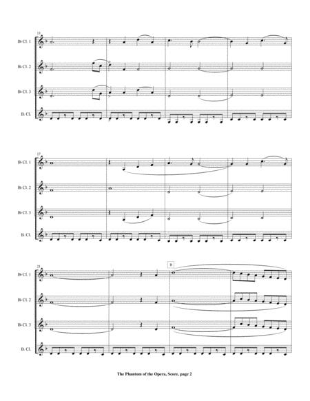 The Phantom Of The Opera for CLARINET QUARTET OR CHOIR image number null
