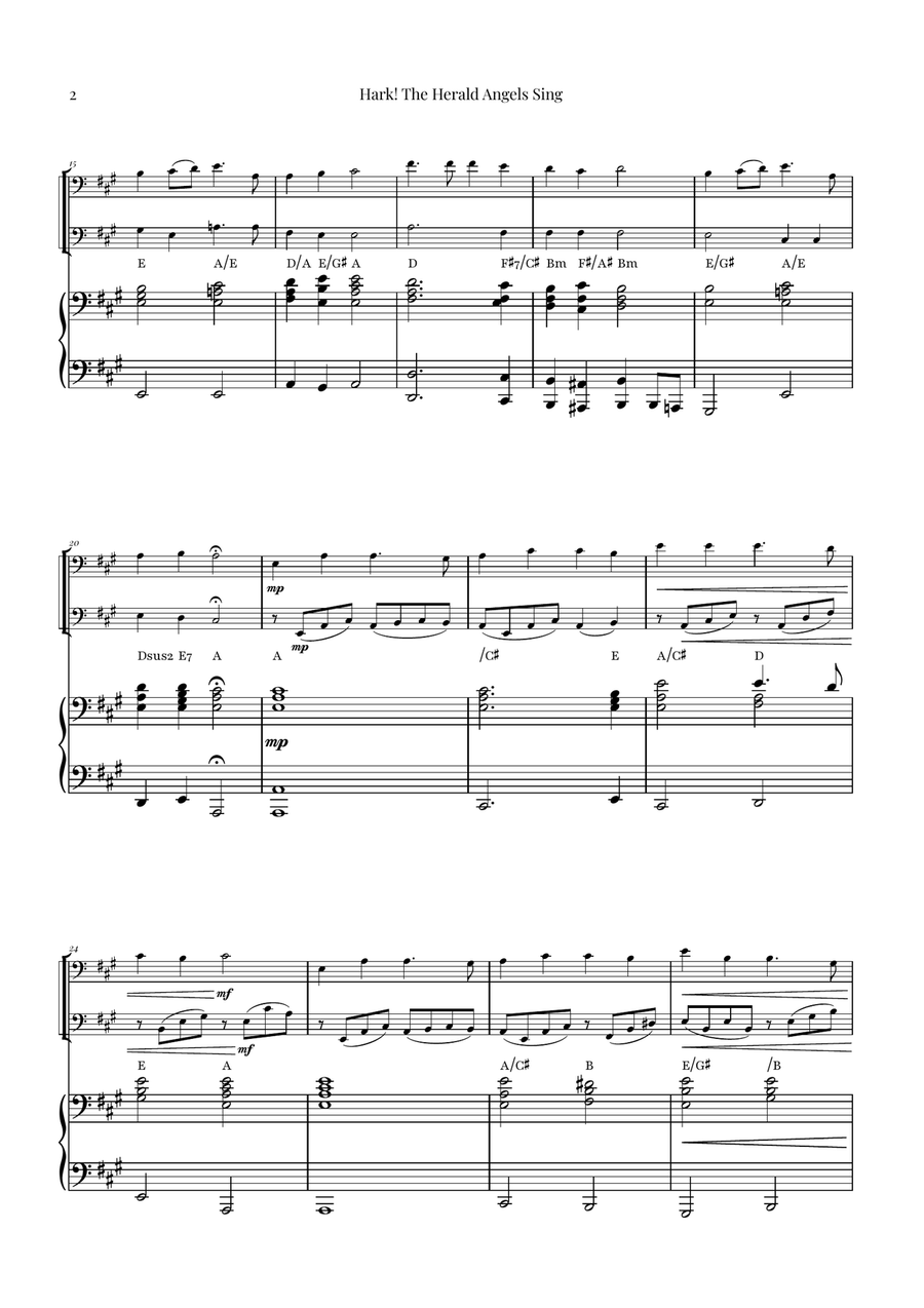 Hark! The Herald Angels Sing - Christmas Carol Duet String Duet scores gallery preview page 2