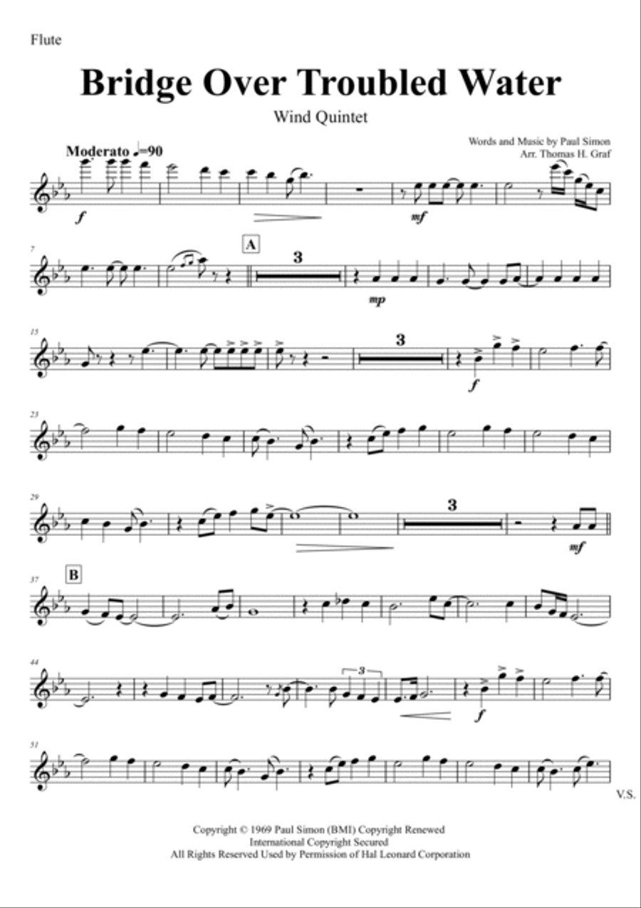 Bridge Over Troubled Water Woodwind Quintet scores gallery preview page 5