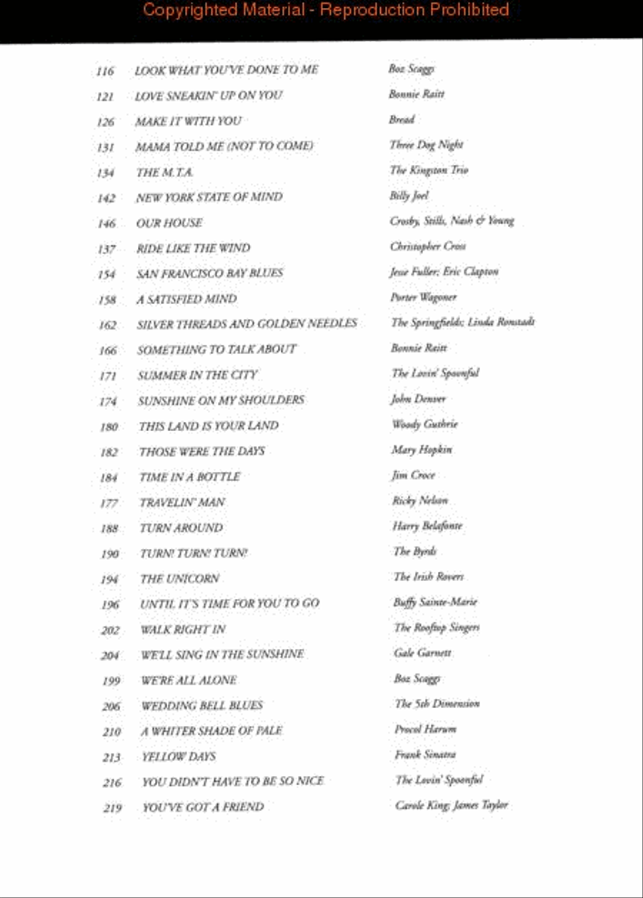 Classic Coffeehouse Hits Piano, Vocal, Guitar scores gallery preview page 3