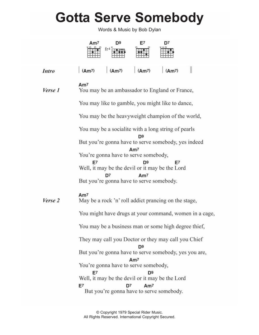 Gotta Serve Somebody Acoustic Guitar scores gallery preview page 1